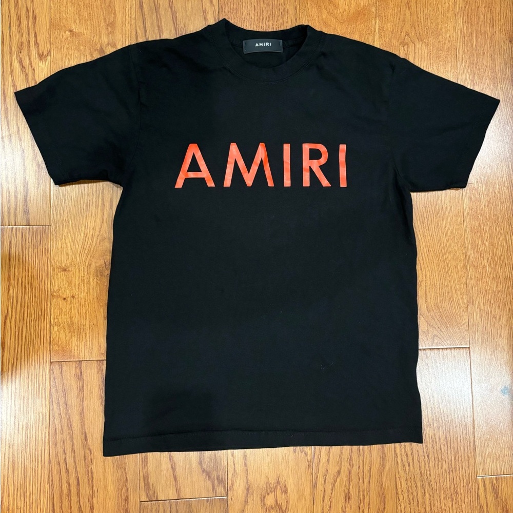 AMIRI Black Tee with Vibrant Red Lettering